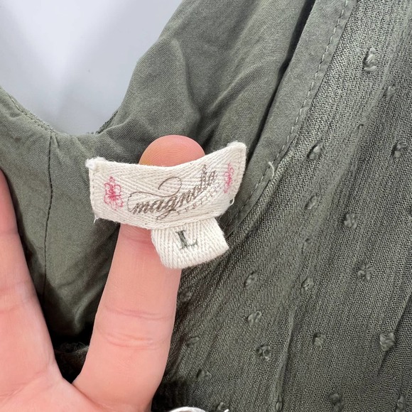 Magnolia Boutique Dark Sage Green Ruffle Cap Sleeve Short Dress Spring Large - Picture 4 of 7